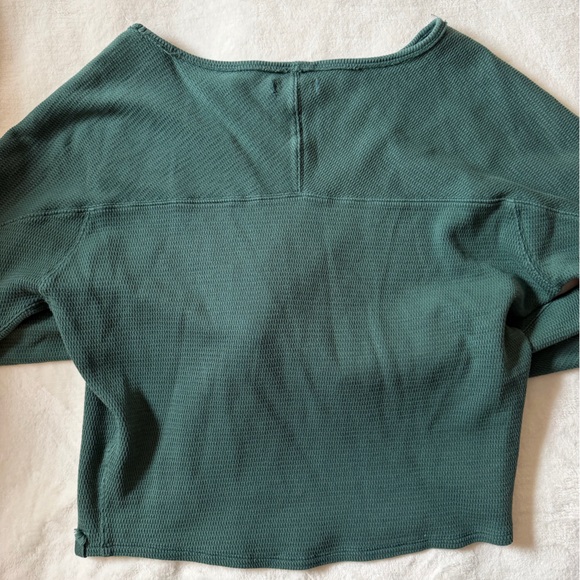 We The Free Deep Teal Waffle Knit Pullover - Picture 2 of 3